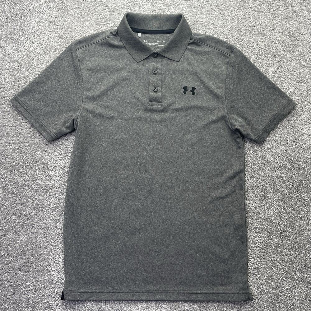 Under Armour Shirt Mens Small Gray Performance Polo Golf Loose Heatgear 1242755
